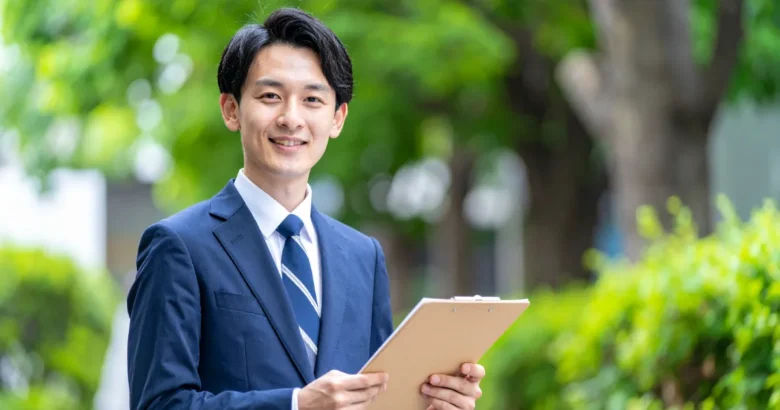 スーツ姿の笑顔の男性