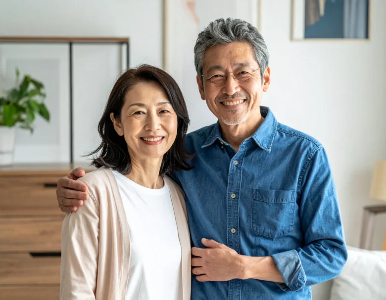笑顔の日本人夫婦