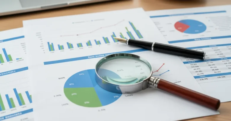 レポートと虫眼鏡