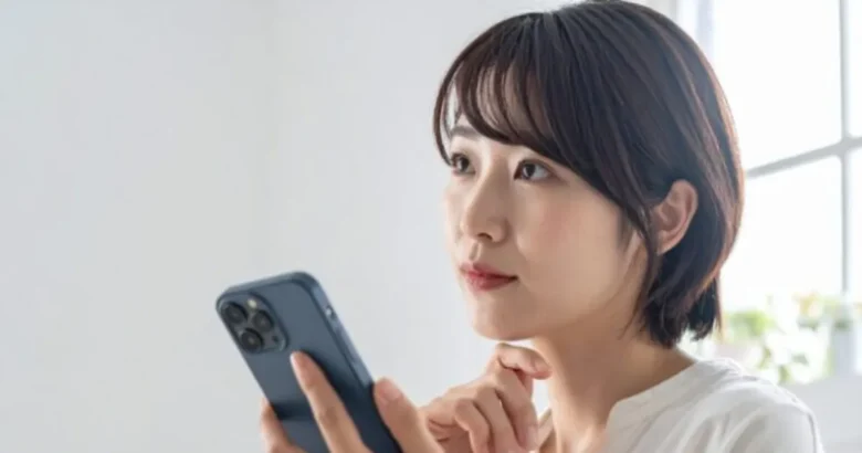 携帯電話を持っている女性