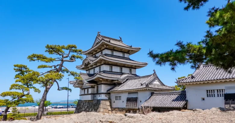 瀬戸内海と高松城の月見櫓