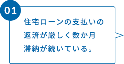 住宅ローンの支払いの返済が厳しく数か月滞納が続いている。