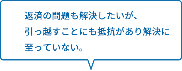 返済の問題も解決したいが、引っ越すことにも抵抗があり解決に至っていない。