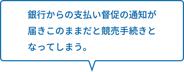 銀行からの支払い督促の通知が届きこのままだと競売手続きとなってしまう。